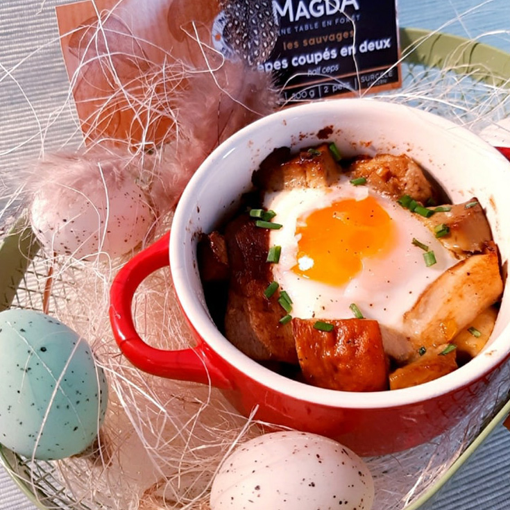 Oeuf cocotte aux cèpes